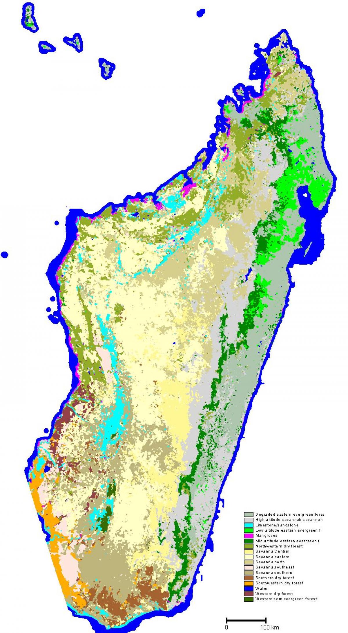 地図のマダガスカルでの植生