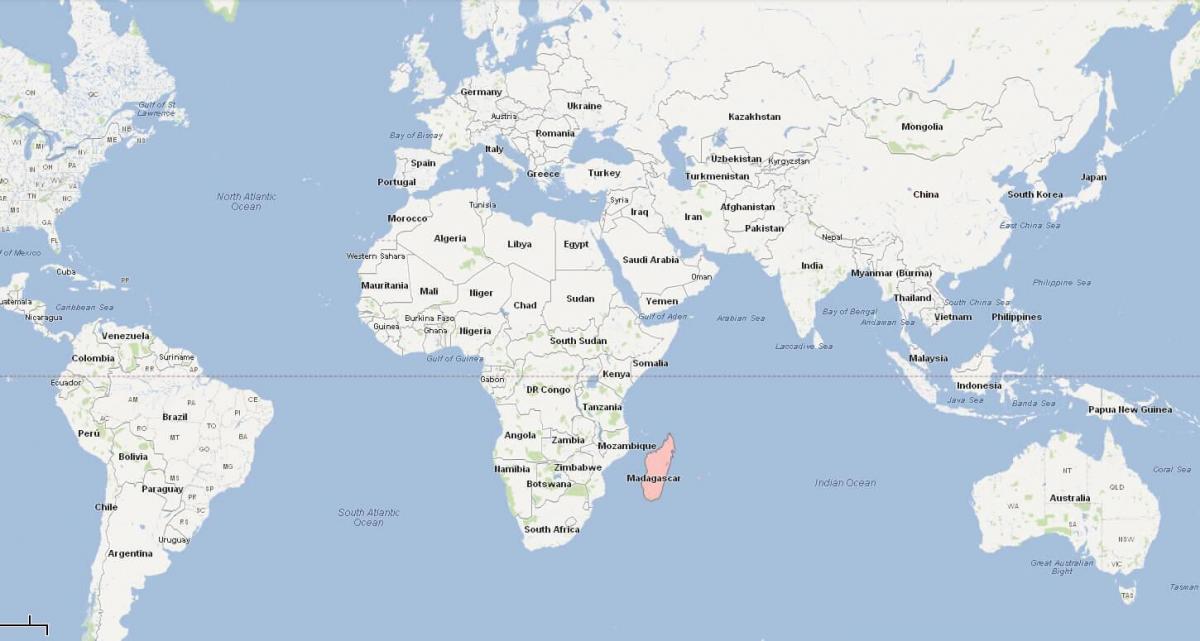 世界地図を示すマダガスカル