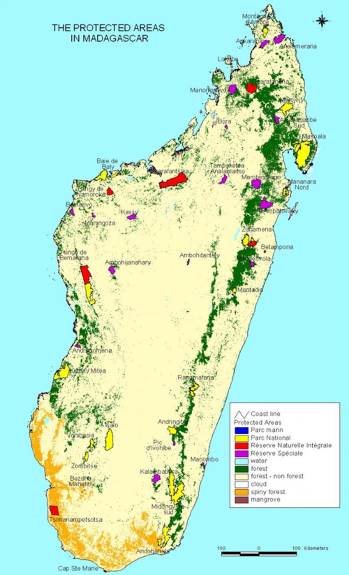 地図のマダガスカル国立公園