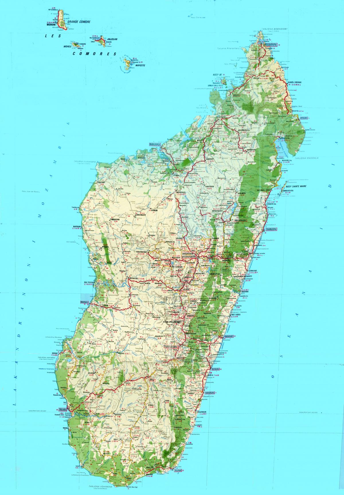 地図のマダガスカル地形