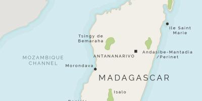 地図のマダガスカルおよびその周辺の島々