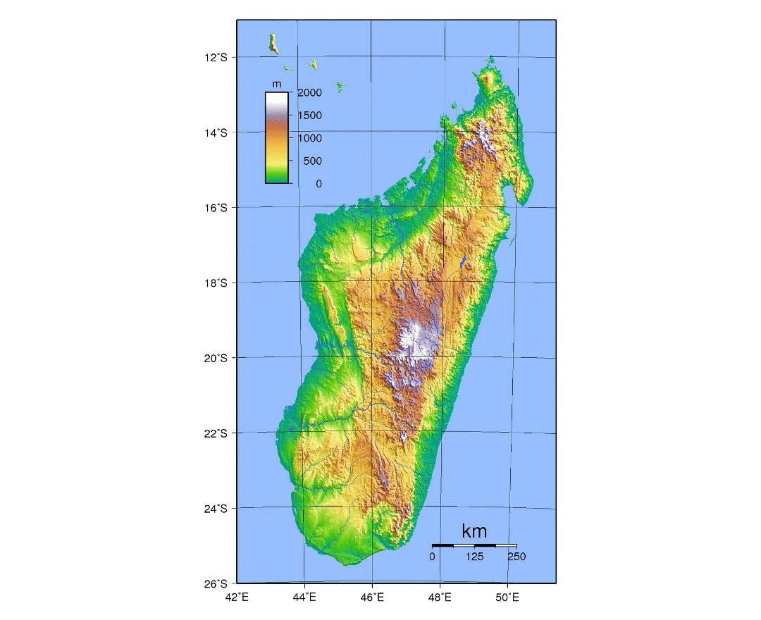 地図マダガスカルの標高