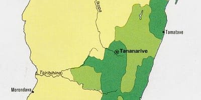 マダガスカルの人口密度の地図