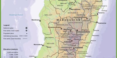 地図の物理地図のマダガスカル